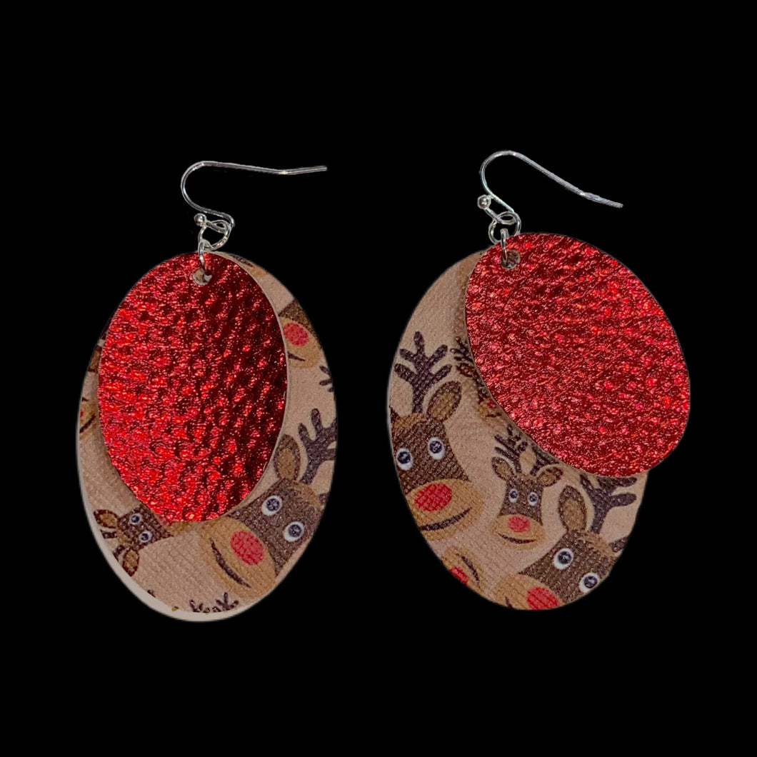 FL Rudolph Oval Earrings-RedBrn