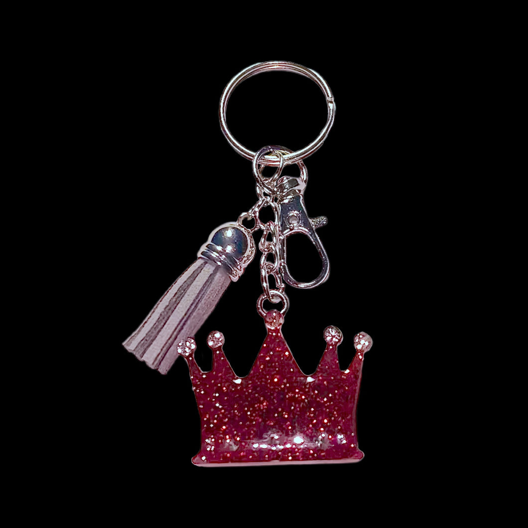 Pointed Crown Keychain/Zipper Pull-Red Grey