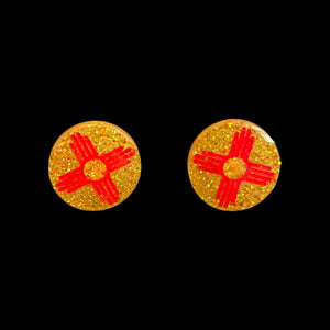 Zia Round Earrings-YellowRed