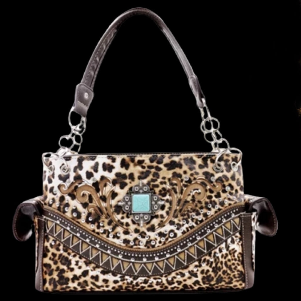 Leopard with Concho Handbag-Leopard