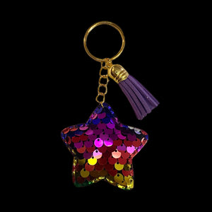 Star Keychain-Multicolor w/Purple Tassel