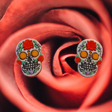 Load image into Gallery viewer, Sugar Skull Red Earrings
