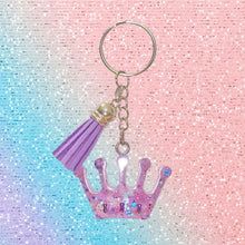 Load image into Gallery viewer, Princess Crown and Tassel Keychain-Purple
