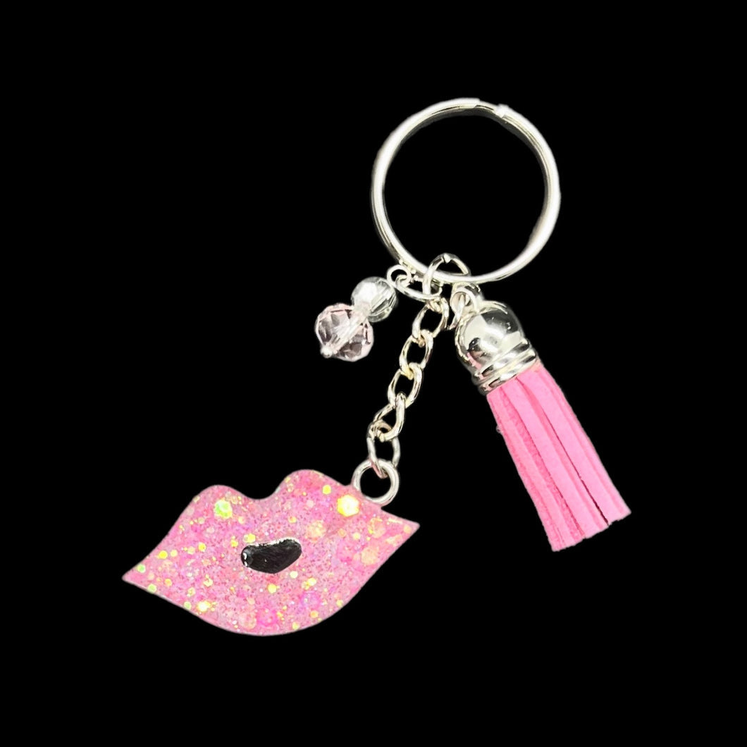 Keychain w/Tassel-Lips PkGltrPk