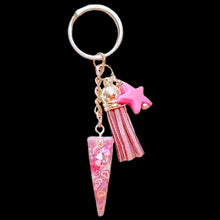 Load image into Gallery viewer, Pink Unicorn Horn with Pink Tassel Keychain
