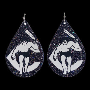 FL Teardrop Earrings-Carlsbad Cavemen Blk