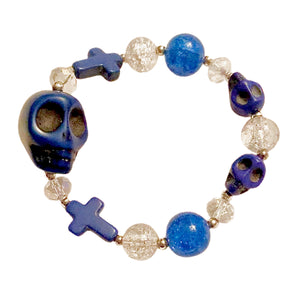 Skull and Cross Bracelet-BluWht