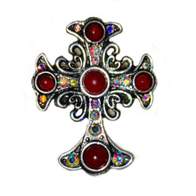 Load image into Gallery viewer, Turquoise and AB Cross Ring (Blk, Tq or Red)
