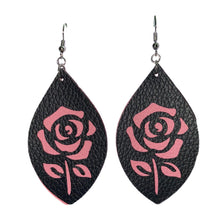 Load image into Gallery viewer, FL Rose Dangle Earrings-BlkPk
