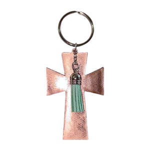 FL Rose Gold Cross with Tassel Keychain
