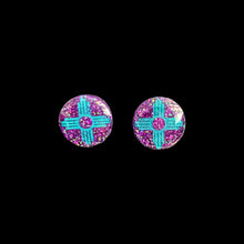 Load image into Gallery viewer, Zia Round Earrings-Small PurpleTeal
