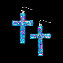 Load image into Gallery viewer, Cross Glitter Resin Earrings-TqPrtygltr
