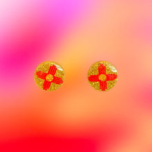 Load image into Gallery viewer, Zia Round Earrings-Small YellowRed
