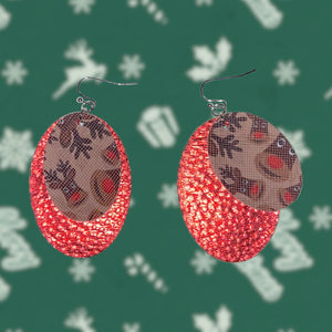 FL Rudolph Oval Earrings-BrnRed