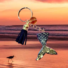 Load image into Gallery viewer, Mermaid Keychain-Blk n Gold
