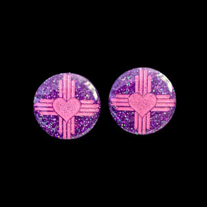 ZiaHeart Round Earrings-PurplePk