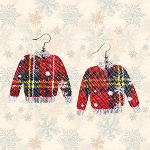 FL Christmas Sweater Earrings-Red