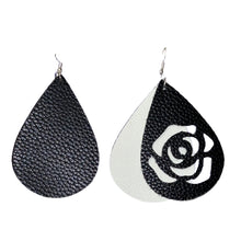 Load image into Gallery viewer, FL Rose Earrings-BlkWht
