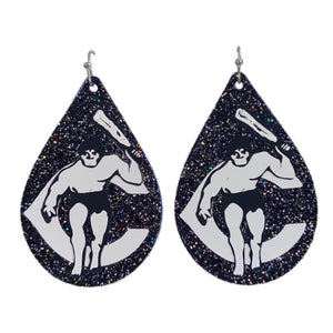 FL Teardrop Earrings-Carlsbad Cavemen Blk