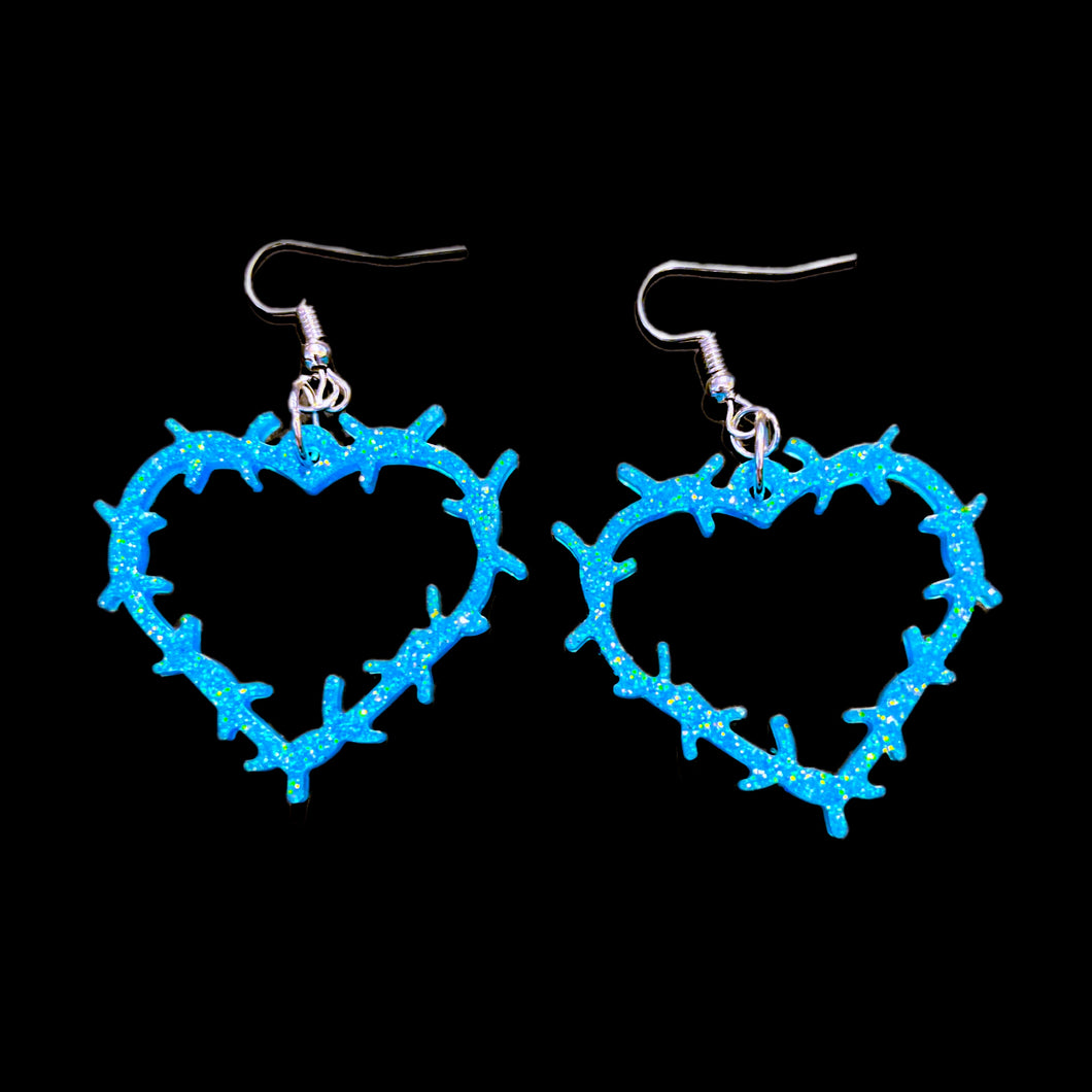 Thorn Heart Earrings-Turq