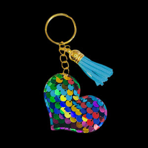 Heart Keychain-Multicolor w/Turquoise Tassel