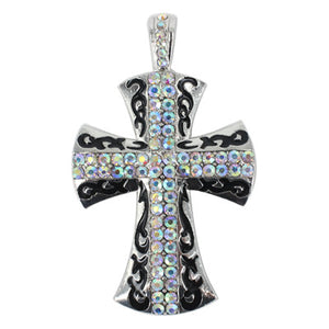 Fancy Black and Silver Cross Magnetic Pendant