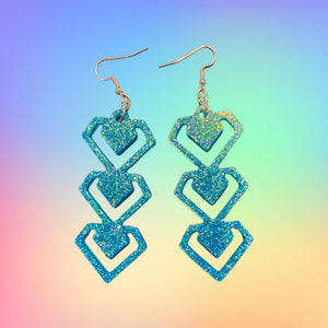 Diamond Stack Glitter Resin Earrings - Color of your choice