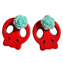 Load image into Gallery viewer, Howlite SugarSkull Earrings
