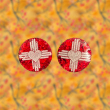 Load image into Gallery viewer, ZiaHeart Round Earrings-RedWht
