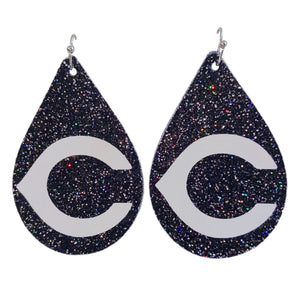 FL Teardrop Earrings-Carlsbad Cavemen “C” Blk