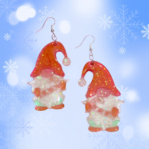 Gnome w/Candy Cane Earrings-RedHat