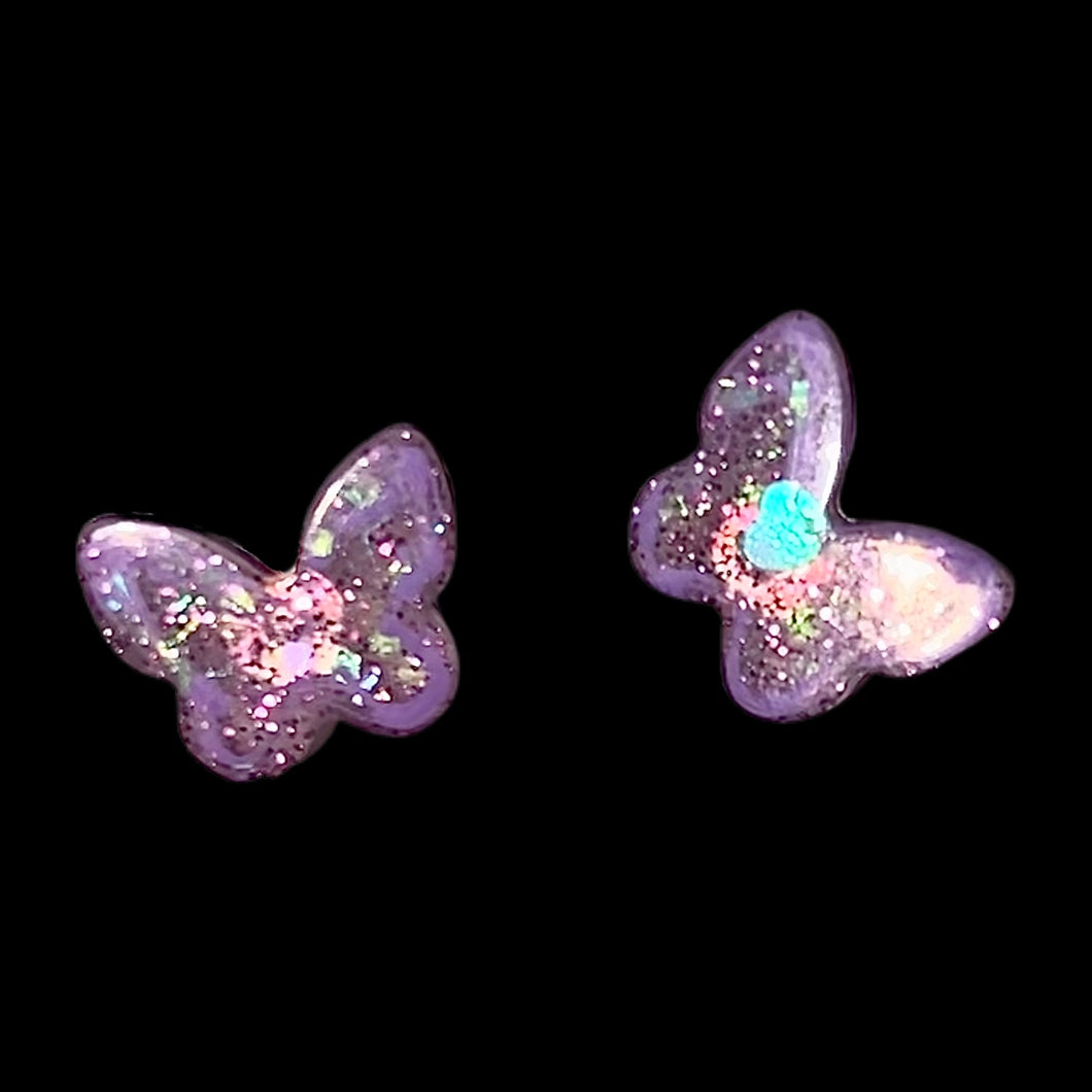 Butterfly Earrings-Glitter Prpl