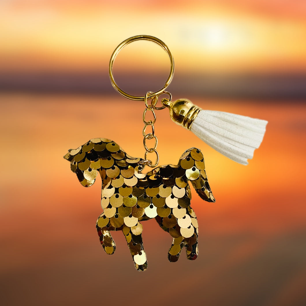 Unicorn Keychain-Gold w/White Tassel