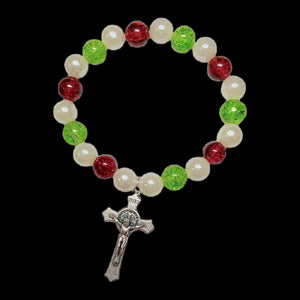 Crucifix Bracelet-RedWhtGrn