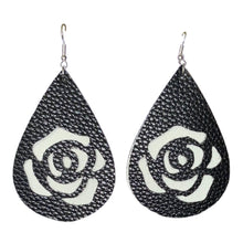 Load image into Gallery viewer, FL Rose Earrings-BlkWht
