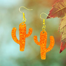 Load image into Gallery viewer, Cactus Dangle Earrings-GltrOrgGd
