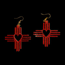 Load image into Gallery viewer, New Mexico Zia with Heart Earrings
