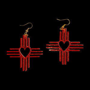 New Mexico Zia with Heart Earrings