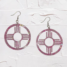 Load image into Gallery viewer, New Mexico Zia Circle Earrings-AB Pink
