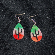 Load image into Gallery viewer, Cactus Cutout Earrings-VivaGrnWhtRd
