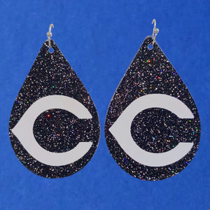 FL Teardrop Earrings-Carlsbad Cavemen “C” Blk