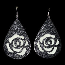 Load image into Gallery viewer, FL Rose Earrings-BlkWht
