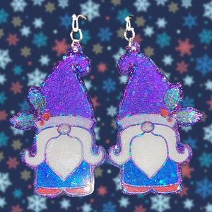 Gnome Holly Earrings-PurpBlu