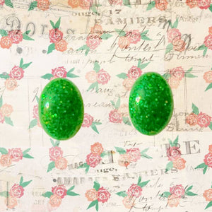 Oval Earrings-SGltrGrn