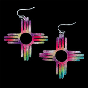 New Mexico Zia Symbol Earrings-NeonRbow