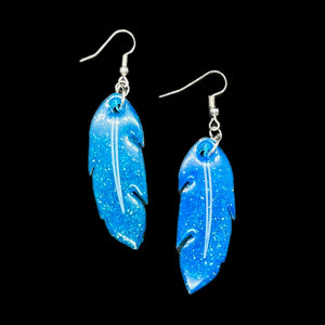 Feather Resin Earrings-Blu