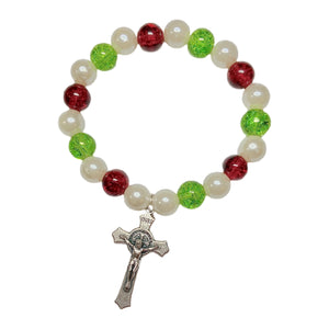 Crucifix Bracelet-RedWhtGrn