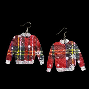 FL Christmas Sweater Earrings-Red