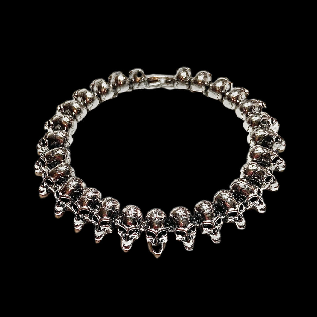 Silver Skull Link Bracelet