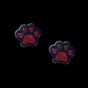 Pawprint Earrings-RedBlk